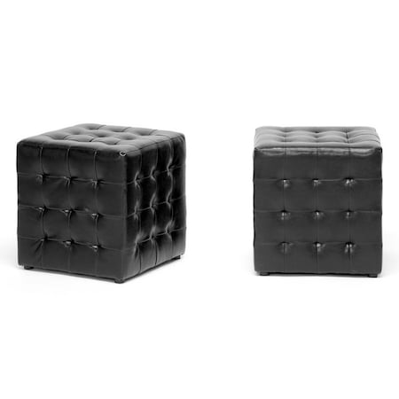 Baxton Studio Siskal Black Modern Cube Ottoman, PK2 72-4035